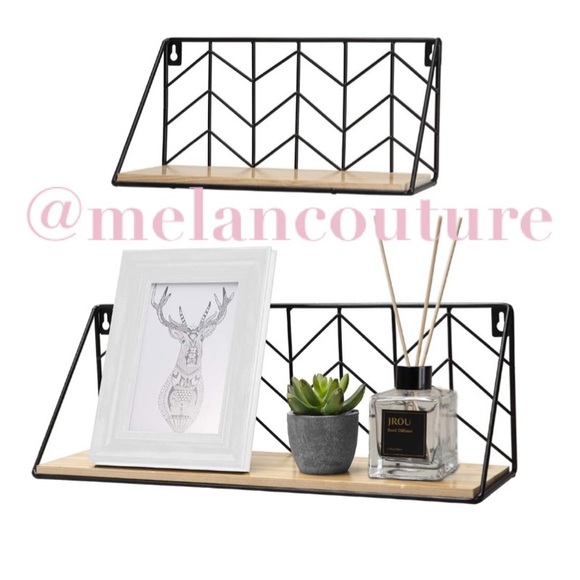 Shelves Wall Mounted Set of 2 Rustic-Natural